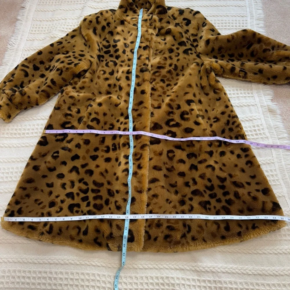 VTG Neiman Marcus 90s Leopard Cheetah Animal Print Faux Fur Coat Oversized - Picture 14 of 15